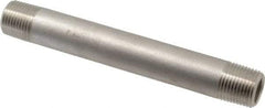 Merit Brass - Schedule 80, 1/2" Pipe x 6" Long, Grade 304/304L Stainless Steel Pipe Nipple - Seamless & Threaded - Caliber Tooling