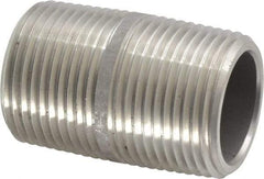 Merit Brass - Schedule 80, 1" Pipe x 2" Long, Grade 304/304L Stainless Steel Pipe Nipple - Seamless & Threaded - Caliber Tooling