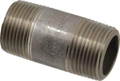 Merit Brass - Schedule 80, 1" Pipe x 2-1/2" Long, Grade 304/304L Stainless Steel Pipe Nipple - Seamless & Threaded - Caliber Tooling