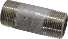 Merit Brass - Schedule 80, 1" Pipe x 3" Long, Grade 304/304L Stainless Steel Pipe Nipple - Seamless & Threaded - Caliber Tooling