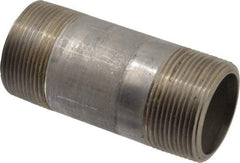 Merit Brass - Schedule 80, 1-1/2" Pipe x 4" Long, Grade 304/304L Stainless Steel Pipe Nipple - Seamless & Threaded - Caliber Tooling