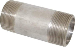 Merit Brass - Schedule 80, 2-1/2" Pipe x 6" Long, Grade 304/304L Stainless Steel Pipe Nipple - Seamless & Threaded - Caliber Tooling