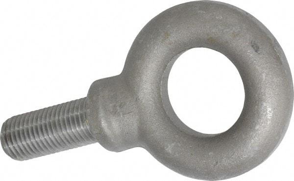 Gibraltar - 15,000 Lb Capacity, Steel, 1-1/4 - 7 Thread, Fixed Lifting Eye Bolt - Fully Threaded, 3" Shank, 3" Thread Length, Shoulder - Caliber Tooling