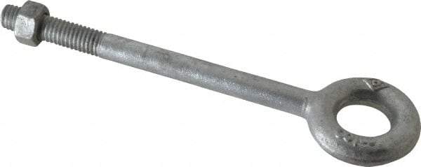 Gibraltar - 1,200 Lb Capacity, Steel, 3/8-16 Thread, Fixed Lifting Eye Bolt - Partially Threaded, 4-1/2" Shank, 1-1/2" Thread Length, No Shoulder - Caliber Tooling