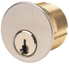 Made in USA - 5 Pins, Yale Keying, Mortise Cylinder - Satin Chrome Coated, Solid Brass - Caliber Tooling