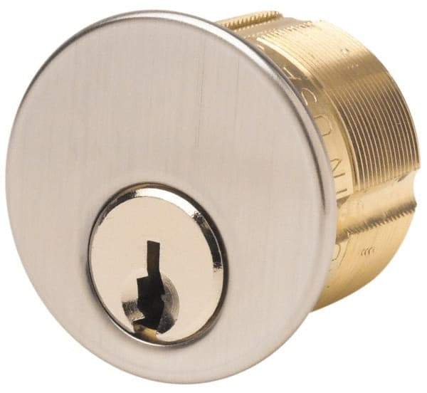 Made in USA - 5 Pins, Russwin D1 Keying, Mortise Cylinder - Satin Chrome Coated, Solid Brass - Caliber Tooling