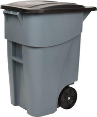 Rubbermaid - 50 Gal Gray Rectangle Trash Can - Polyethylene, 36-1/2" High x 28-1/2" Long x 23-3/8" Wide - Caliber Tooling