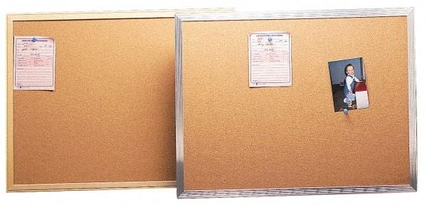 UNIVERSAL - 36" Wide x 24" High Open Cork Bulletin Board - Aluminum Frame, Natural Tan - Caliber Tooling