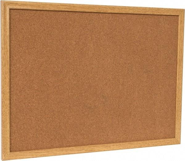 UNIVERSAL - 24" Wide x 18" High Open Cork Bulletin Board - Wood Frame, Natural Tan - Caliber Tooling