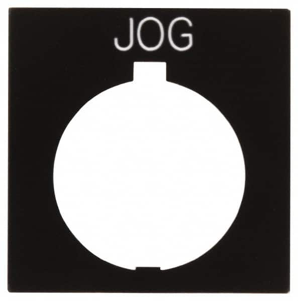 Eaton Cutler-Hammer - Square, Legend Plate - Jog - Black Background, 30-1/2mm Hole Diameter, 1.77 Inch Square - Caliber Tooling