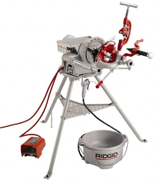 Ridgid - 1/8 to 2 Inch Pipe, 38 RPM Spindle Speed, 1/2 hp, Pipe Threading Machine - Heavy Duty Forward, Off, Reverse with Integral Foot Switch Motor Control, Model 341 Reamer, 115 Volts - Caliber Tooling