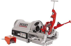 Ridgid - 1/4 to 4 Inch Pipe, 36 RPM Spindle Speed, 1-1/2 hp, Pipe Threading Machine - Heavy Duty Rotary Forward, Off, Reverse with Integral Foot Switch Motor Control, Model 744 Reamer, 120 Volts - Caliber Tooling