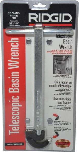 Ridgid - Basin Wrenches Style: Telescoping Minimum Pipe Capacity: 3/8 (Inch) - Caliber Tooling