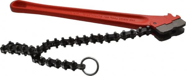 Ridgid - 2" Max Pipe Capacity, 18-1/2" Long, Chain Wrench - 5" Actual OD, 14" Handle Length - Caliber Tooling