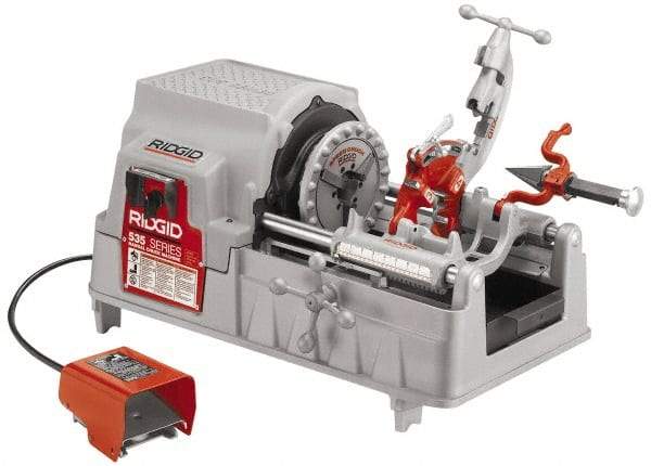 Ridgid - 1/8 to 2 Inch Pipe, 36 RPM Spindle Speed, 1/2 hp, Pipe Threading Machine - Forward, Off, Reverse with Integral Safety Foot Switch Motor Control, Model 341 Reamer, 115 Volts - Caliber Tooling