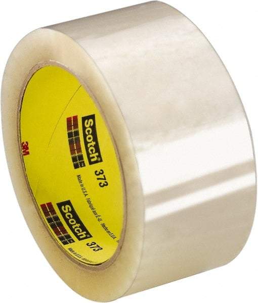 3M - 36mm x 55 Yd Clear Rubber Adhesive Sealing Tape - Polypropylene Film Backing, 2.5 mil Thick, 60 Lb Tensile Strength, Series 373 - Caliber Tooling