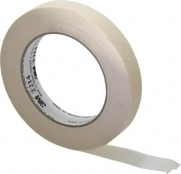 3M - 3/4" Wide x 60 Yd Long Tan Paper Masking Tape - Series 2214, 5.4 mil Thick, 23 In/Lb Tensile Strength - Caliber Tooling