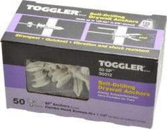 Toggler - #6 to 10 Screw, 5/16" Diam, 1-5/8" Long, 3/8 to 5/8" Thick, Self Drilling Drywall & Hollow Wall Anchor - Thermoplastic Alloy, Use in Drywall - Caliber Tooling