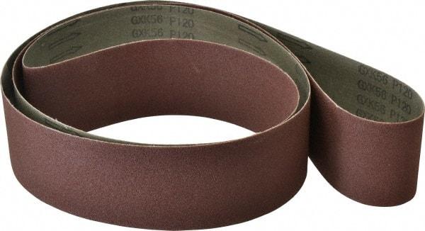 Tru-Maxx - 3" Wide x 90" OAL, 120 Grit, Aluminum Oxide Abrasive Belt - Aluminum Oxide, Fine, Coated, X Weighted Cloth Backing, Series VAC228 - Caliber Tooling