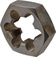 Made in USA - 1-3/4 - 12 UNS Thread, 3-1/8" Hex, Right Hand Thread, Hex Rethreading Die - Carbon Steel, 1" Thick - Exact Industrial Supply