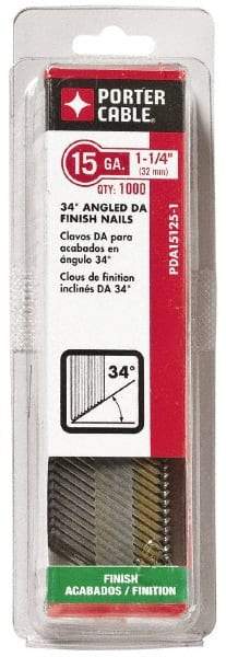 Porter-Cable - 15 Gauge 2" Long Finishing Nails for Power Nailers - Grade 2 Steel, Galvanized Finish, Angled Stick Collation, Chisel Point - Caliber Tooling