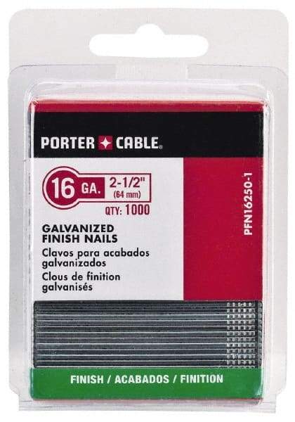 Porter-Cable - 16 Gauge 2" Long Finishing Nails for Power Nailers - Grade 2 Steel, Galvanized Finish, Straight Stick Collation, Chisel Point - Caliber Tooling