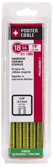 Porter-Cable - 7/8" Long x 1/4" Wide, 18 Gauge Narrow Crown Construction Staple - Grade 2 Steel, Galvanized Finish - Caliber Tooling