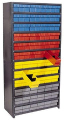 Quantum Storage - 108 Bin Closed Shelving System - 36 Inch Overall Width x 18 Inch Overall Depth x 75 Inch Overall Height, Blue High Impact Polystyrene Bins - Caliber Tooling