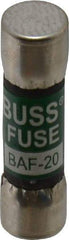 Cooper Bussmann - 250 VAC, 20 Amp, Fast-Acting General Purpose Fuse - Fuse Holder Mount, 1-1/2" OAL, 10 at 125 V kA Rating, 13/32" Diam - Caliber Tooling