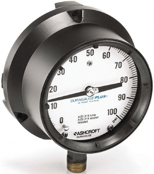 Ashcroft - 6" Dial, 1/2 Thread, 0-1,000 Scale Range, Pressure Gauge - Caliber Tooling