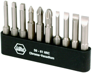 10 Piece - Slotted 3.0; 4.5; 5.5; 6.5mm; Phillips 1; 2; 3 and Square 1; 2; 3 - Power Bit Belt Pack With Holder - Caliber Tooling