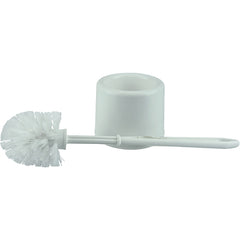 Toilet Bowl Brush Set, White Plastic Fill, Plastic Handle and Holder - Caliber Tooling