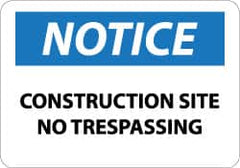 NMC - "Notice - Construction Site - No Trespassing", 20" Long x 28" Wide, Aluminum Safety Sign - Rectangle, 0.04" Thick, Use for Security & Admittance - Caliber Tooling