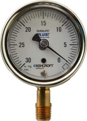 Ashcroft - 2-1/2" Dial, 1/4 Thread, 30-0 Scale Range, Pressure Gauge - Lower Connection Mount, Accurate to 1% of Scale - Caliber Tooling