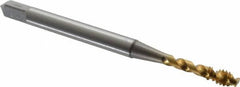 OSG - #4-40 UNC 2 Flute 2B Modified Bottoming Spiral Flute Tap - Vanadium High Speed Steel, TiN Finish, 1-7/8" OAL, Right Hand Flute, Right Hand Thread, H2, Series 303 - Caliber Tooling