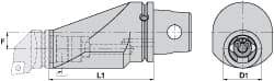 Kennametal - KM63XMZ Outside Modular Connection, KM40 Inside Modular Connection, KM63 to KM40 Offset Reducing Adapter - 110.01mm Projection, 39.88mm Nose Diam, 150.01mm OAL, Through Coolant - Exact Industrial Supply