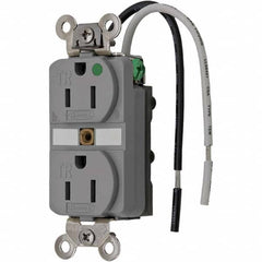 Hubbell Wiring Device-Kellems - 125V 15A NEMA 5-15R Hospital Grade Gray Straight Blade Duplex Receptacle - Caliber Tooling