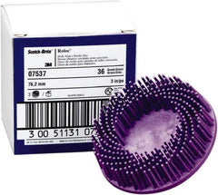 3M - 3" 36 Grit Ceramic Straight Disc Brush - Very Coarse Grade, Type R Quick Change Connector, 3/4" Trim Length, 0.37" Arbor Hole - Caliber Tooling