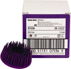 3M - 2" 36 Grit Ceramic Straight Disc Brush - Very Coarse Grade, Type R Quick Change Connector, 3/4" Trim Length, 0.37" Arbor Hole - Caliber Tooling