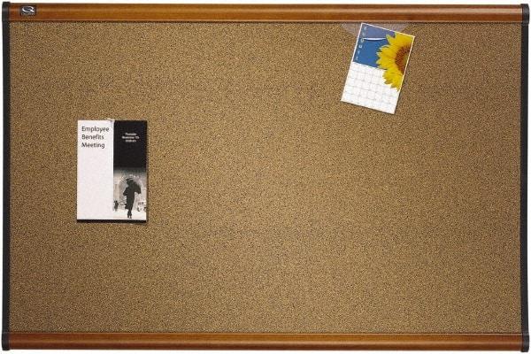 Quartet - 36" Wide x 24" High Open Cork Bulletin Board - Brown - Caliber Tooling