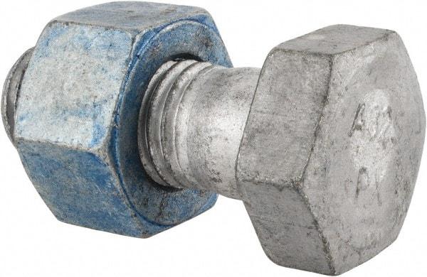 Value Collection - 7/8-9 Thread, 2-1/4" Length Under Head, Steel Hex Head Bolt - Hot Dipped Galvanized Coated, UNC Thread, ASTM A325 - Caliber Tooling