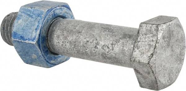 Value Collection - 7/8-9 Thread, 4" Length Under Head, Steel Hex Head Bolt - Hot Dipped Galvanized Coated, UNC Thread, ASTM A325 - Caliber Tooling