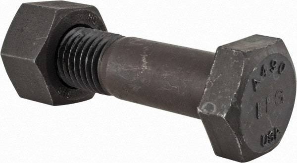 Value Collection - 1-8 Thread, 4" Length Under Head, Steel Hex Head Bolt - Uncoated, UNC Thread, ASTM A490 - Caliber Tooling