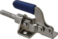 Gibraltar - 100 Lb Load Capacity, Flanged Base, Stainless Steel, Standard Straight Line Action Clamp - 3 Mounting Holes, 0.17" Mounting Hole Diam, 1/4" Plunger Diam, Thumb Handle - Caliber Tooling