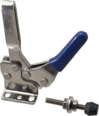 Gibraltar - 250 Lb Holding Capacity, Horizontal Handle, Manual Hold Down Toggle Clamp - 61° Handle Movement, 91° Bar Opening, U-Bar, Flanged Base, Electro-Plated Zinc, Stainless Steel - Caliber Tooling