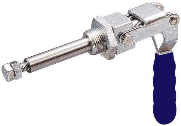 Gibraltar - 400 Lb Load Capacity, Mounting Plate Base, Stainless Steel, Standard Straight Line Action Clamp - 0.44" Plunger Diam, Straight Handle - Caliber Tooling