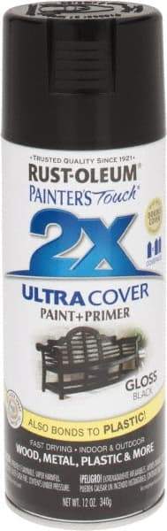 Rust-Oleum - Black, Gloss, Enamel Spray Paint - 8 to 12 Sq Ft per Can, 12 oz Container - Caliber Tooling