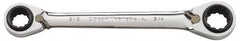 GearWrench - 9/16" x 5/8" & 11/16" x 3/4" 12 Point 4 in 1 Reversible Ratcheting Box Wrench - Double End, 1-11/64" Head Diam x 3/4" Head Thickness, 8-1/4" OAL, Steel, Polished Finish - Caliber Tooling