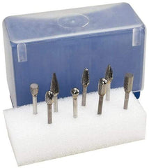 M.A. Ford - 8 Piece, 1/8" Shank Burr Set - Tungsten Carbide, Multiple Head Shape - Caliber Tooling