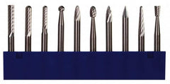 M.A. Ford - 10 Piece, 1/8" Shank Burr Set - Tungsten Carbide, Multiple Head Shape - Caliber Tooling